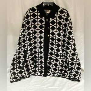 Anne Klein Black & White Sweater Cape XL
